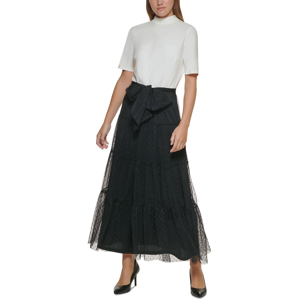 Женское макси-платье в горошек цвета слоновой кости от Карла Лагерфельда в Париже, 14 BHFO 3846