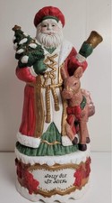 Jolly Old St. Nick Ceramic Rare Christmas Santa Musical Figurine.