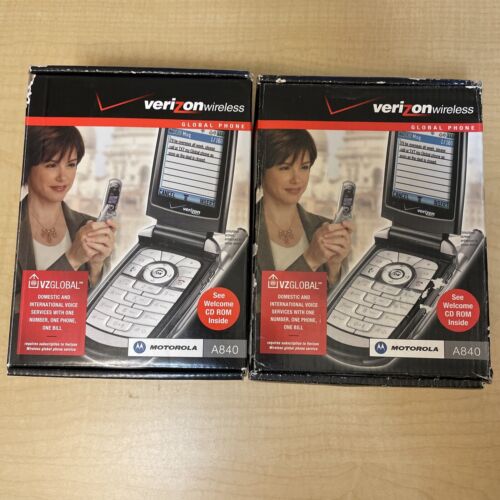 Motorola A840 - Verizon - Flip Cell Phone - Lot of 2 - with Box - Zdjęcie 1 z 7