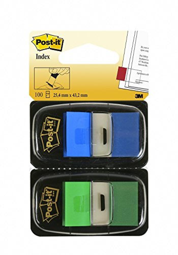 (TG. 25.4 x 43.1) Post-it 3M Post-it Index Segnapagina, 25.4 x 43.2 mm, Verde/Az