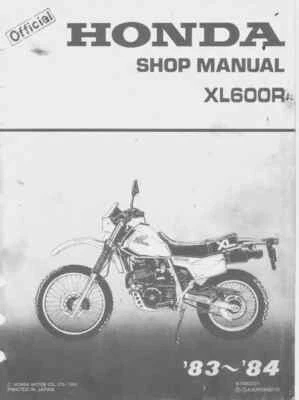 83'-84' Honda XL600R 1983 1984 Service Manual COMB BOUND, PROFESSIONAL PRINT