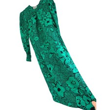 80s VTG Adrianna Papell Sz 4 S 100 Silk V-Shape Shift Dress 6718 Pouf Sleeves