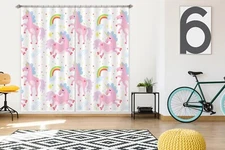 3D Pink Unicorn Rainbow ZHUA513 Photo Curtain Window Blockout Fabric Amy 2023