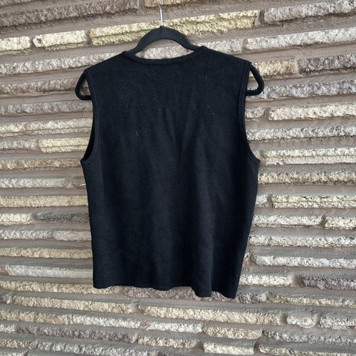 Crystal Kobe Black Embroidered Ugly Christmas Sweater Vest Size Large - Picture 3 of 7