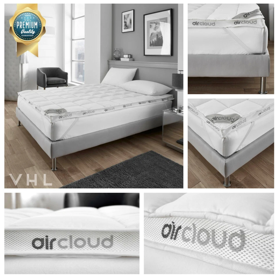 Aircloud Extra Deep Quilted Mattress Topper 6CM Bed 100% Microfiber King Size UK