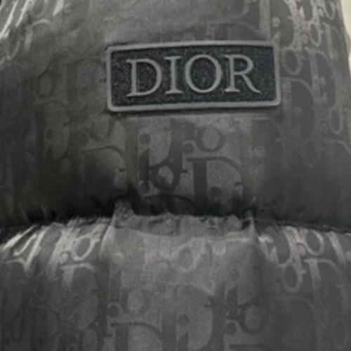 Dior Mens Oblique Logo Down Puffer Jacket Winter Black Nylon Zip Front Coat Mid - Picture 5 of 6