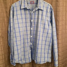 Untuckit Mens XXL Cotton Dress Shirt Blue Checkered Button Down