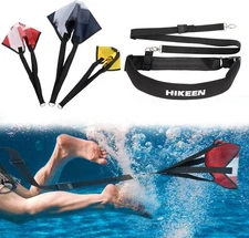 Swimming Parachute Resistance Set Training Equipment Swim Belts with 3 Parachute