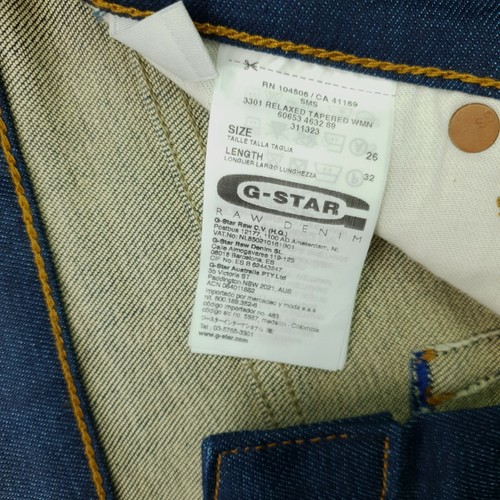 Pantalones de mezclilla para mujer G-Star 3301 W26 L32 tiro bajo relajados cónicos elásticos - Imagen 7 de 12