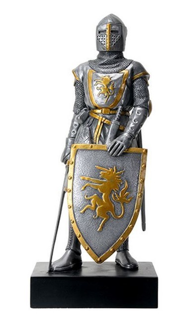 medieval french knight in armor with sword and shield figurine 8436