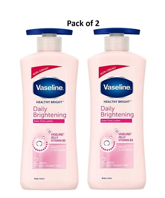 2 x Vaseline Healthy Bright tägliche Aufhellung gleichmäßiger Ton Lotion, 20,3 oz/600 ml