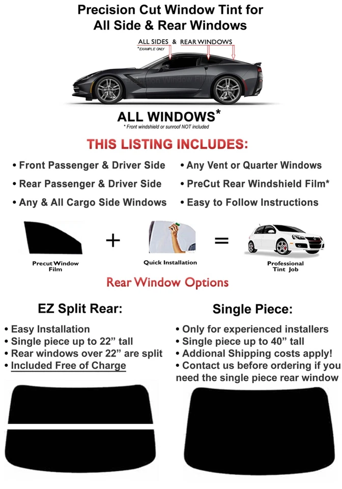 Nano Carbon Window Film Any Tint Shade PreCut All Sides & Rears for NISSAN Glass - Image 2 of 4