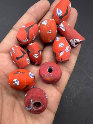 Lot of 10 Pics Mosaic Glass Different Designs Faces Beads