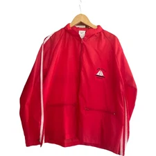 Nova Scotia Canda Vintage Red White Stripe Ship Windbreaker Rain Jacket Large
