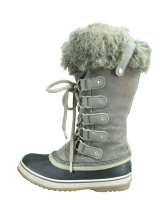 Sorel Joan of Arctic Womens Gray Suede Waterproof Shearling Lined Winter Boots 6