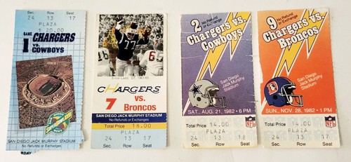 Mixed Lot of 4 San Diego Chargers Ticket Stubs 1982 Year ETC- STUBS As SHOWN - 第 1/3 張圖片