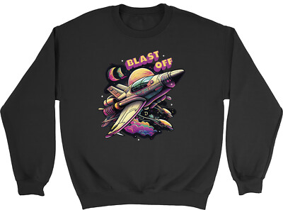 Space Rocket Kinder Sweatshirt Blast Off Universe Galaxy Jungen Mädchen Geschenk Pullover