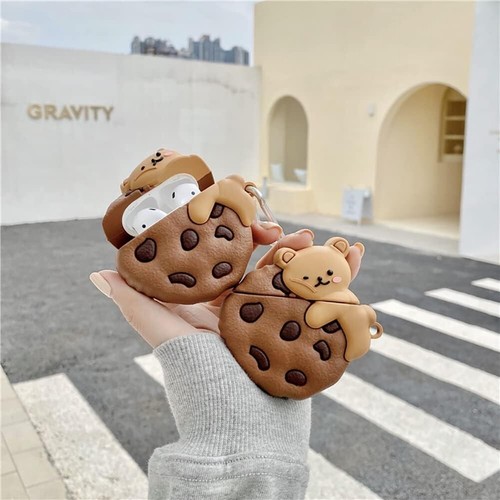 Adorable étui ours biscuit AirPods Pro avec porte-clés - Protection antichoc - Photo 4 sur 9