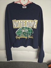 Vintage 90s Crop top Notre Dame Fighting Irish Sweatshirt Crew Neck Cropped Lg