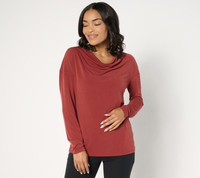 SUNNYLiFE Women's Top Sz M Long Sleeve Cowl Neck Knit Red A673997
