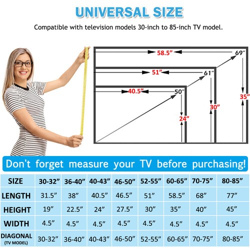 Outdoor TV Abdeckung Wasserdicht 600D Flachbildschirmschutz Wetterfest 30''-85'' - Bild 2 von 16