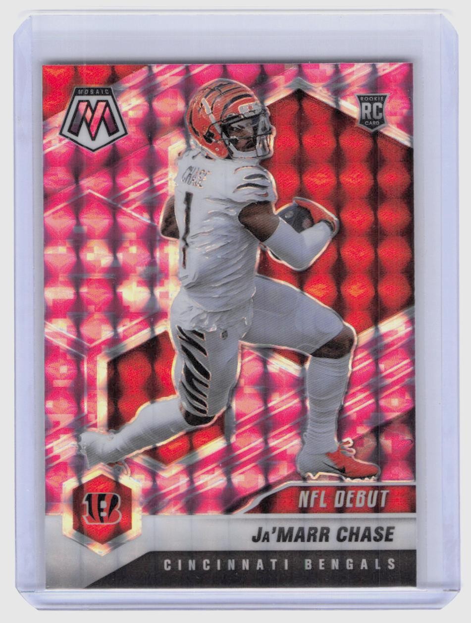 2021 Panini Mosaic #247 Ja'Marr Chase Prizm Camo Pink