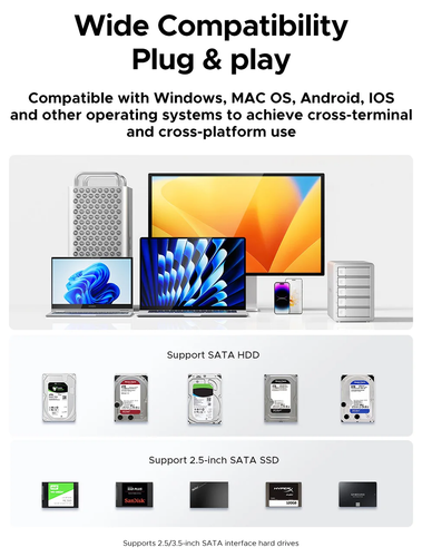 ORICO 4/5 Bay 10Gbps SATA HDD Docking Station USB 3.2 Type-C Multi Drive - Afbeelding 6 van 20