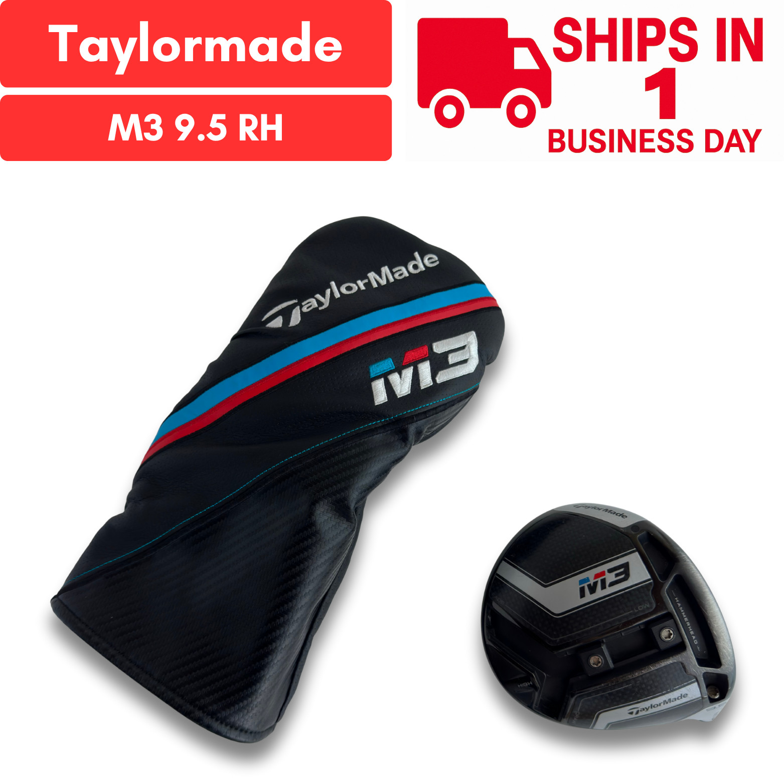 TaylorMade M3 460 9.5* Driver Head Only Right Hand w/Headcover USED FAST SHIP