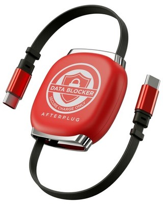 Afterplug einziehbares USB-C Datenblocker Kabel - Anti-Juice 18 mm, rot