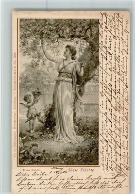 10515552 - Amor - Suesse Frucht - Frau pflueckt Aepfel AK Zatzka, H. 1903