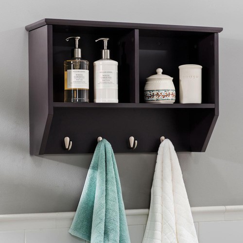 Sunjoy Black Hanging Storage Wall Shelf with Hooks - Picture 8 of 12