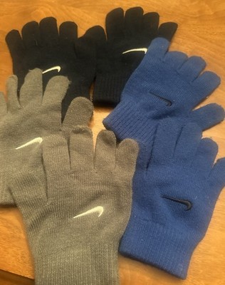 Nike Boys Knitted Gloves Youth Stretch 3 Pairs Swoosh