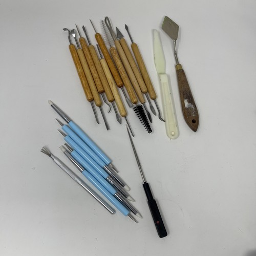 Mixed Lot 19 Pieces Sculpting Crafting Tools Painting As Is