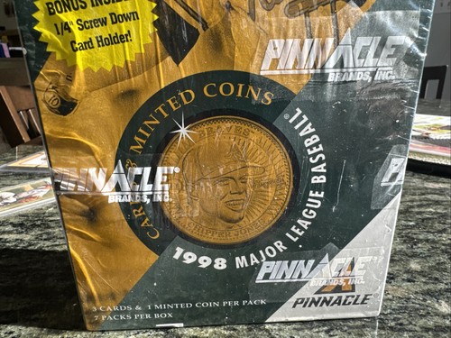 Carte monete sigillate Pinnacle 1998 come nuove collezione Baseball Factory 7 confezioni - Foto 3 di 5