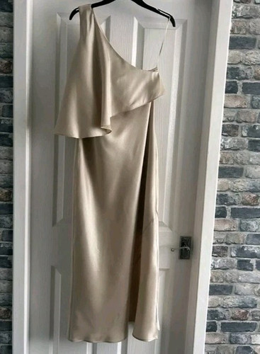 M&S Autograph Iridescent Shift Midaxi One Shoulder Dress UK Size 18 CHAMPAGNE - Picture 1 of 10