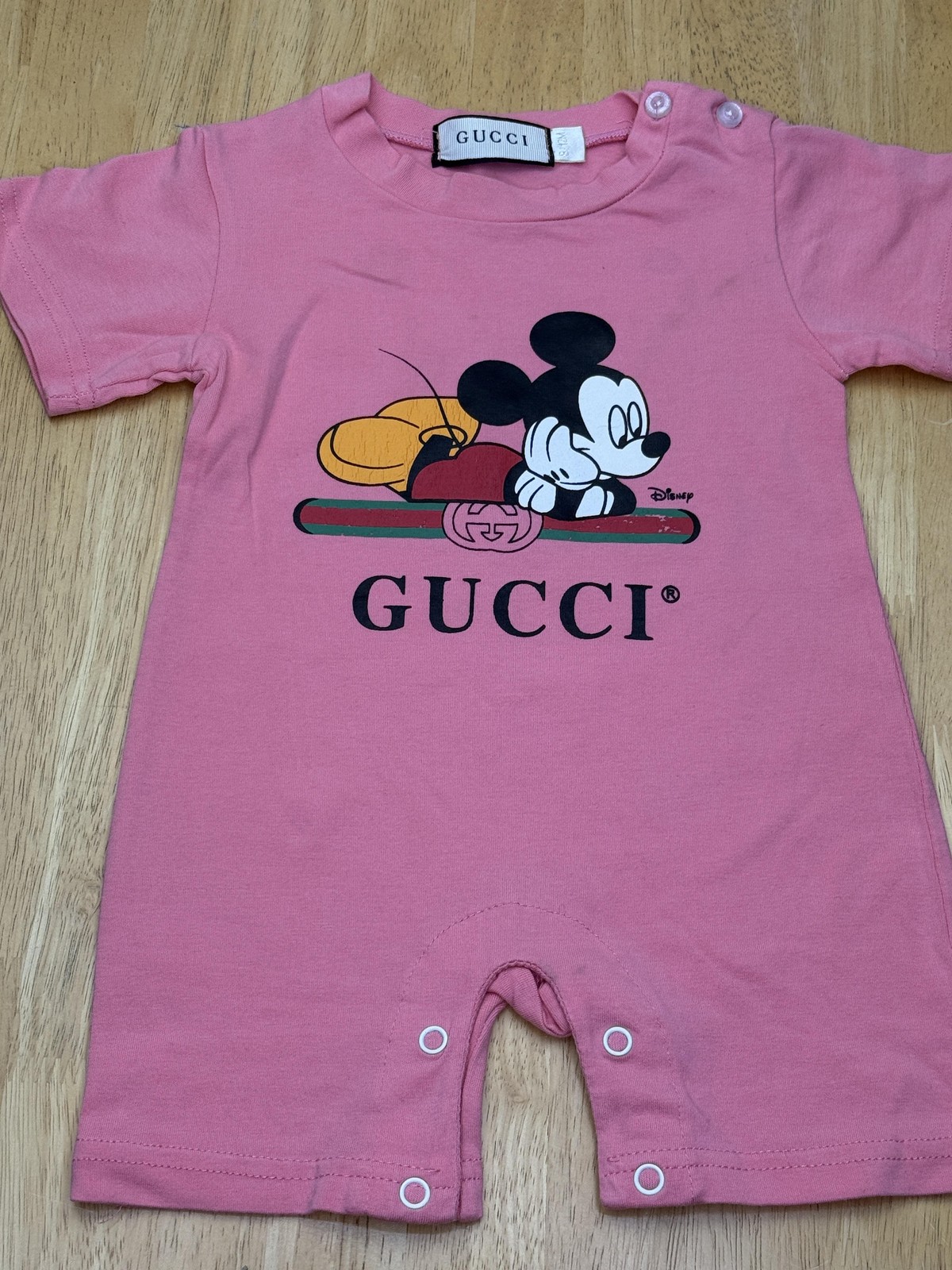 Gucci Romper Girls 12-18 Months Pink Mickey Mouse Disney Short Sleeve One Piece-image