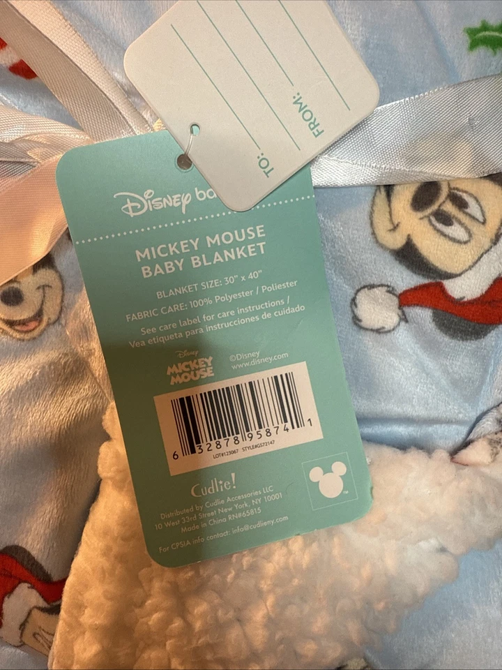 Disney Baby мальчика Рождество флис Микки Маус Baby одеяло 30 x 40» совершенно новый - Изображение 3 из 4