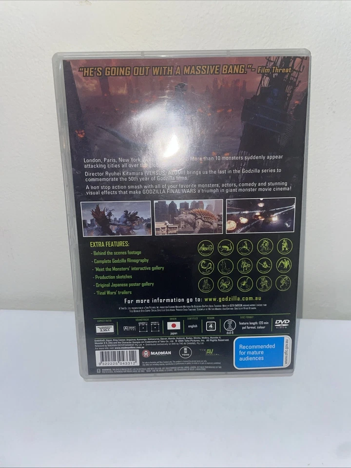 Godzilla: Final wars (Dvd, Region 4 PAL, English subtitles) RARE OOP preview - Image 2 of 4