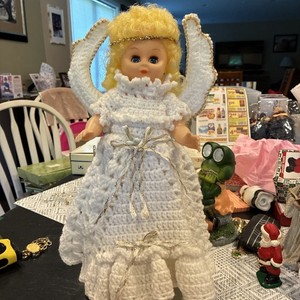 Handcrafted Chochet 13 Inch Angel Doll With Stand