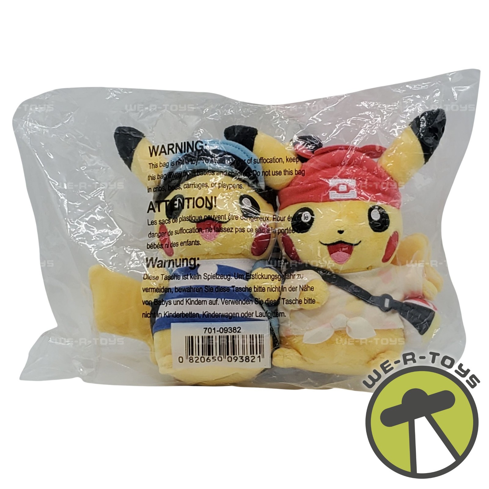 Pokémon Aloha Region Pikachu Duos 6"" Plush Set of Two 2021 Nintendo 701-09382