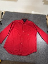 VINTAGE TOMMY HILFIGER SHIRT MENS Large RED BUTTON UP 90S