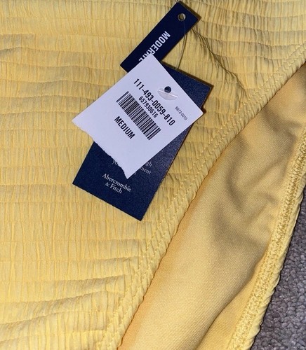 Parte inferior de bikini Abercrombie & Fitch corte alto pierna curva amor amarillo mediana nueva con etiquetas - Imagen 13 de 13