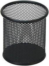Black Pen Holder Cup for Desk, Pencil Cup Holder, Black Wire Mesh Pen Cup for De