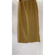 FINITY Women's Vintage Tan Wool Straight Back-Slit Midi Skirt SZ 6