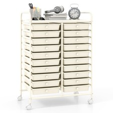 20 Drawers Rolling Storage Cart Art Craft Organizer on Wheels Multipurpose White