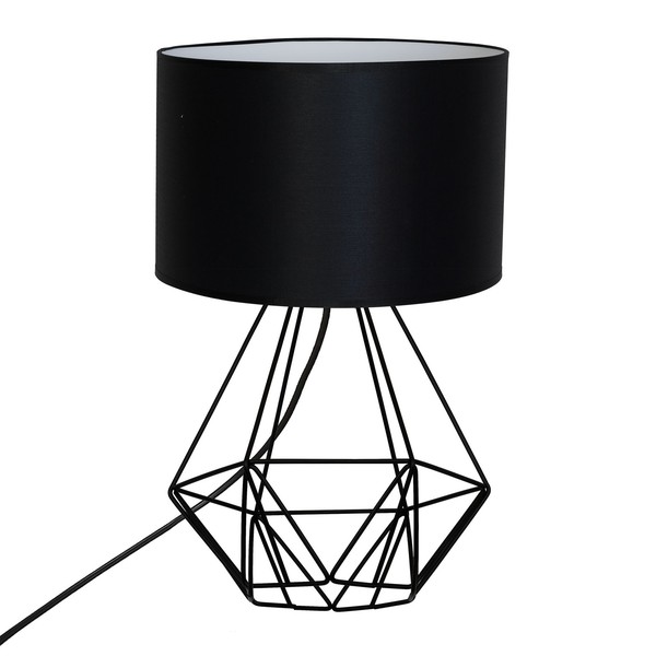 Tischleuchte Schwarz Stoff Metall 44Cm E27 Tischlampe Wohnzimmer Nachttischlampe-image