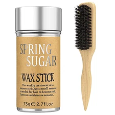 Slick Back Hair Brush & Hair Wax Stick Set for Slick Back – Boar Bristle Brush f