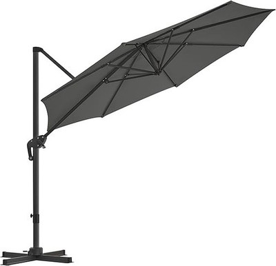 SONGMICS 3m Ampelschirm Gartenschirm - versetzter Bananenschirm - (UPF 50+) grau