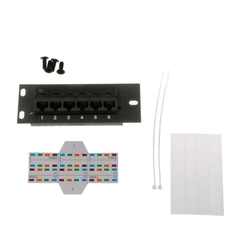 6 Port Straight-throu CAT5e Patch Panel RJ45 Cable Adapter Keystone Jack