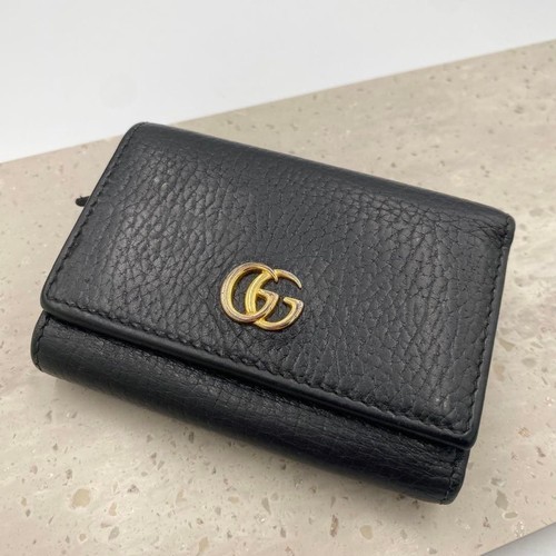 Gucci Wallet Authentic Black Tri-fold Wallet Macadam Design From Japan